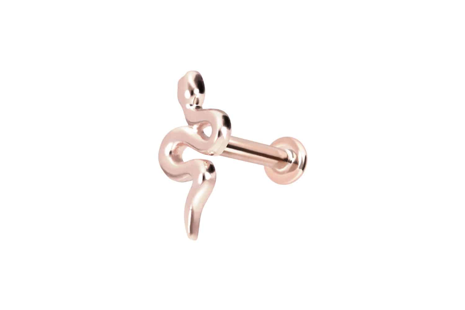 14 Karat Gold Labret Piercing mit Push Fit SCHLANGE